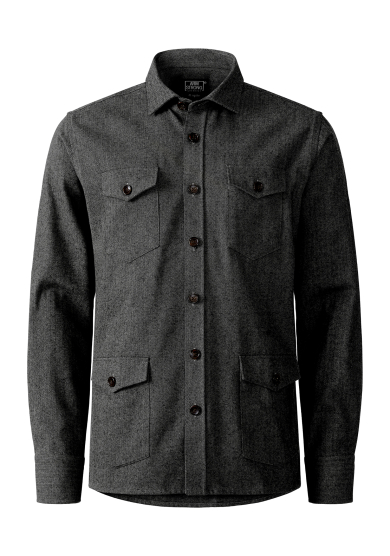 GREY HERRINGBONE OVERSHIRT COTTON TWILL