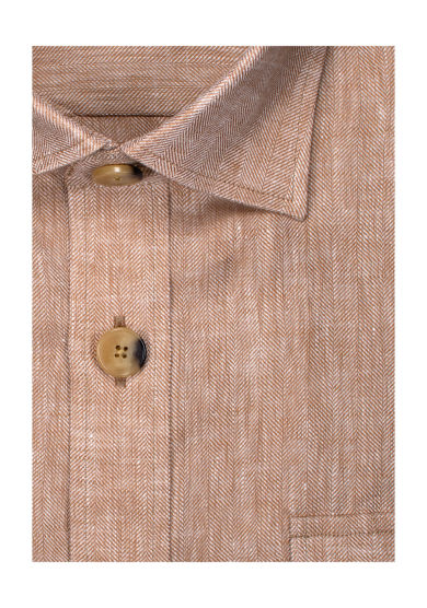 BEIGE HERRINGBONE OVERSHIRT LINEN