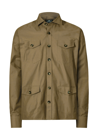 BEIGE COTTON TECH TWILL OVERSHIRT