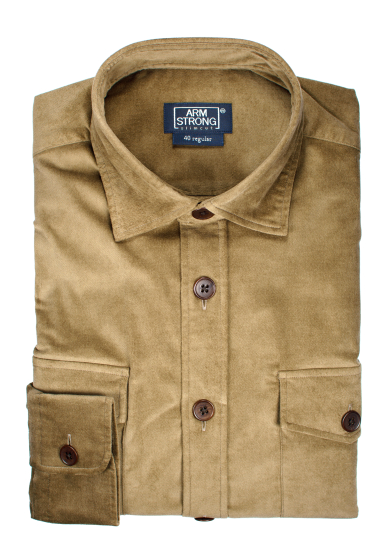 BEIGE COTTON VELVET OVERSHIRT