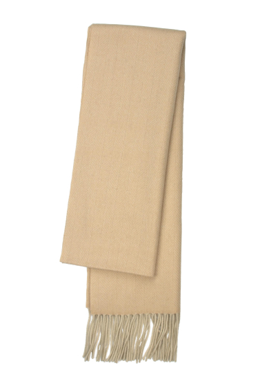 BEIGE HERRINGBONE CASHMERE SCARF