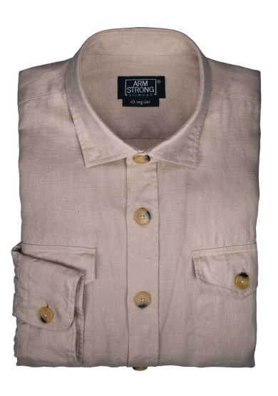 BEIGE LINEN OVERSHIRT