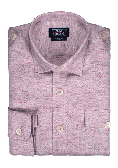 BEIGE MULTICOLOR MELANGE LINEN OVERSHIRT