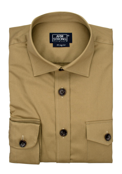 BEIGE OVERSHIRT STRETCH COTTON TWILL