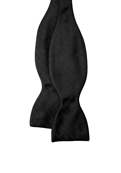 BLACK HERRINGBONE BOW TIE