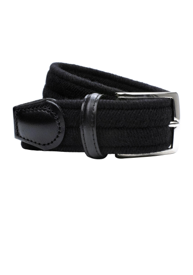 BLACK WOOL STRETCH BELT