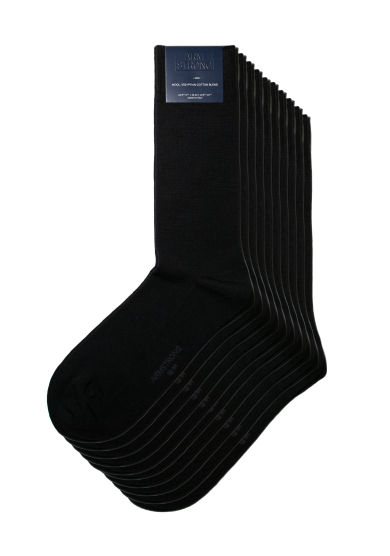 BLACK WOOL COTTON SOCKS 10-PACK