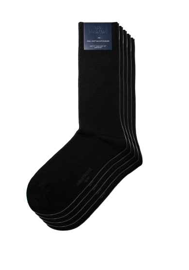 BLACK WOOL COTTON SOCKS 5-PACK