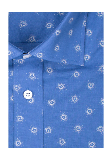 BLUE WHITE FLOWER PRINTED POPLIN