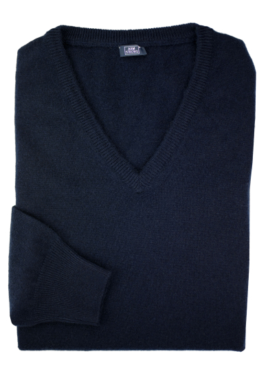 BLUE CASHMERE V-NECK SWEATER