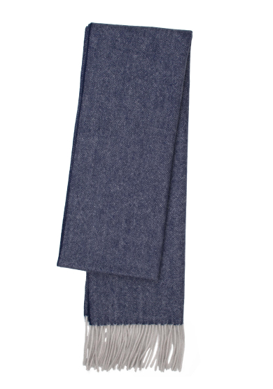 BLUE HERRINGBONE CASHMERE SCARF