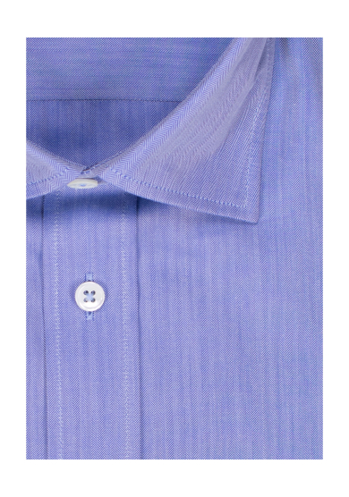 BLUE HERRINGBONE COTTON SILK CASHMERE TWILL
