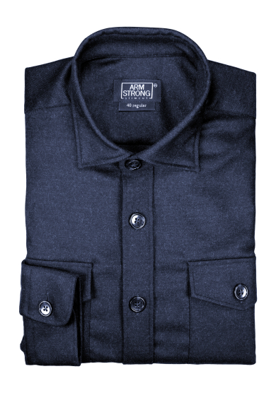BLUE OVERSHIRT WOOL CASHMERE TWILL