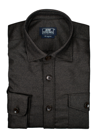 BROWN OVERSHIRT WOOL CASHMERE TWILL