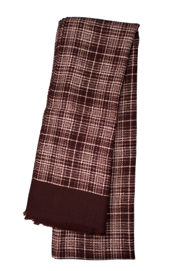 BROWN CHECK WOOL YAK SCARF