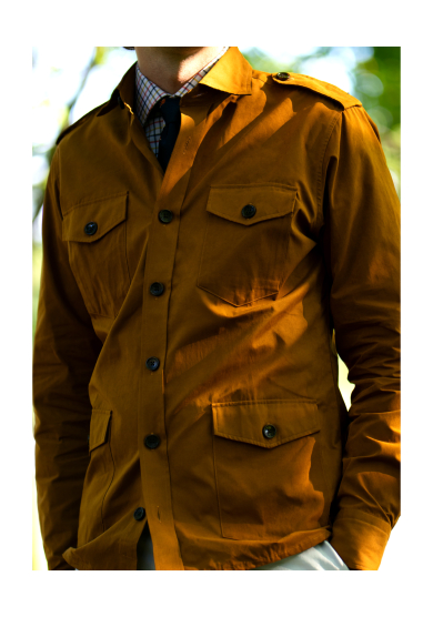 ORANGE COTTON WAX BLEND OVERSHIRT