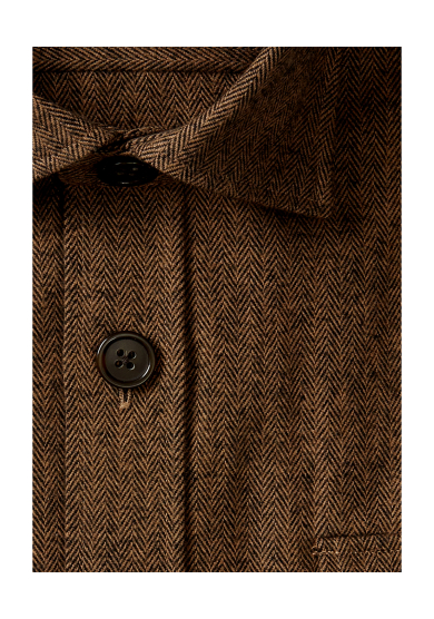 BROWN HERRINGBONE OVERSHIRT COTTON TWILL