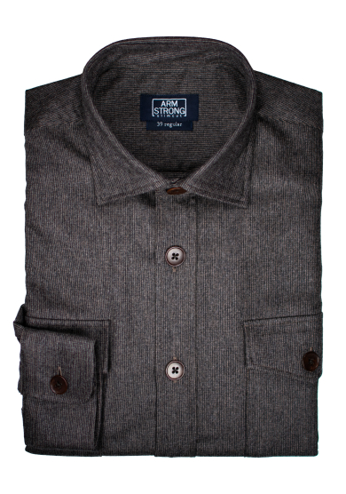 BROWN OVERSHIRT WOOL CASHMERE TWILL