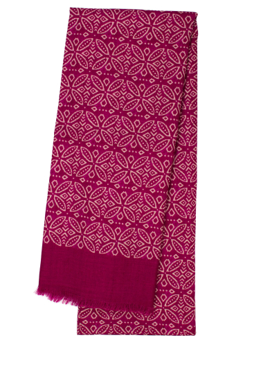 CERISE PATTERN WOOL SCARF