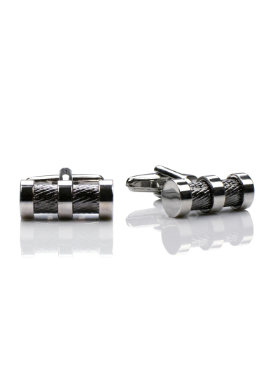 CHROME CYLINDER PATTERN CUFF LINK