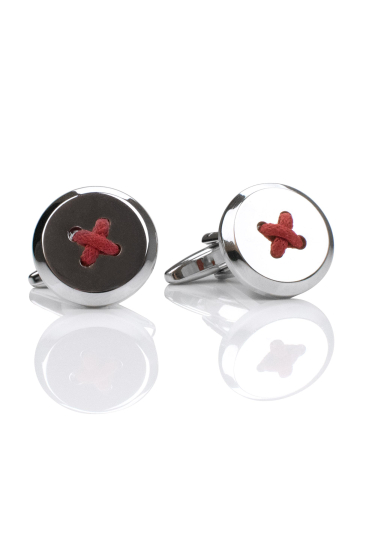CHROME RED BUTTON CUFF LINK