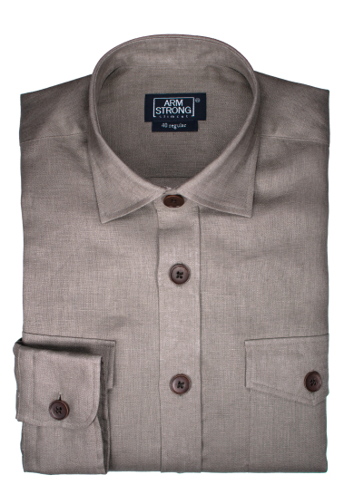 DARK BEIGE LINEN OVERSHIRT