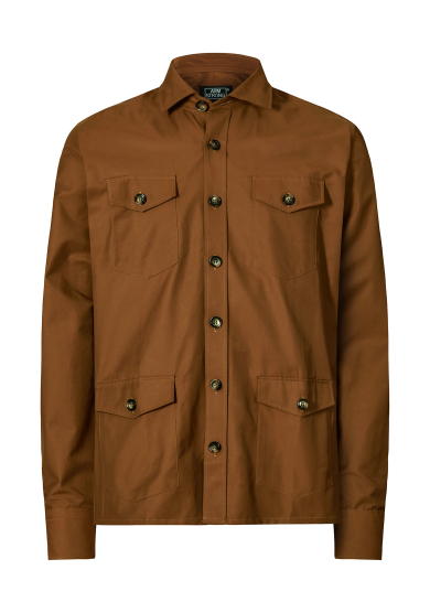 DARK BROWN COTTON TECH TWILL OVERSHIRT