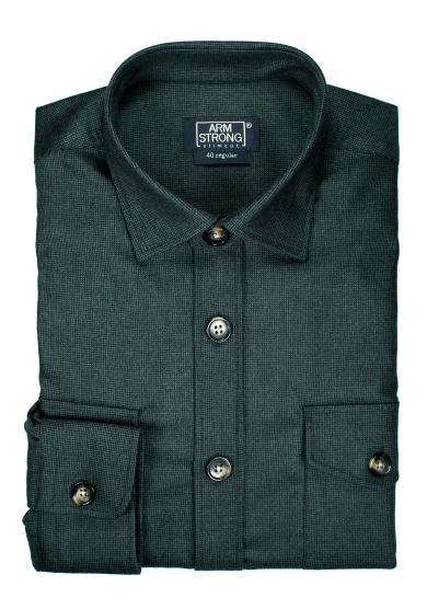 DARK GREEN OVERSHIRT WOOL CASHMERE TWILL