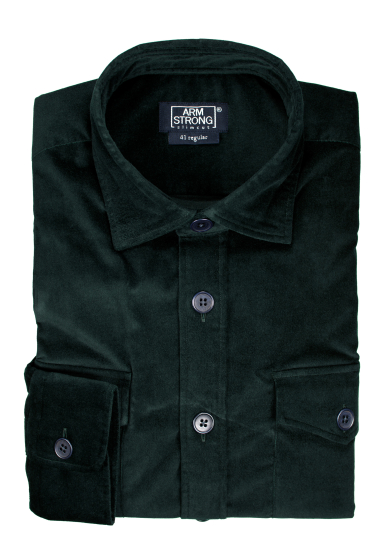 DARK GREEN VELVET OVERSHIRT