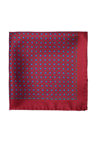 DARK RED BLUE FLOWER SILK POCKET SQUARE