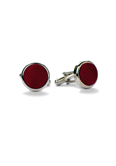 DARK RED SILK CUFF LINK