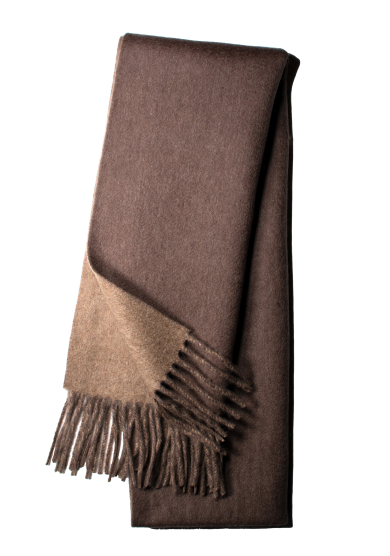 DOUBLE-SIDED BEIGE BROWN CASHMERE SCARF