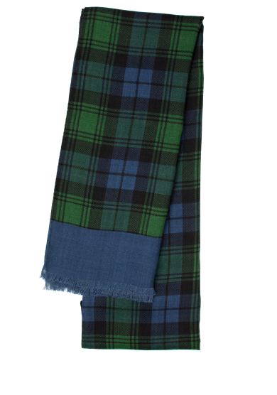 GREEN BLUE CHECK WOOL YAK SCARF