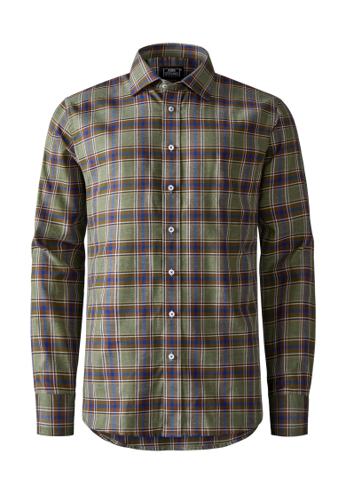 GREEN BROWN BLUE CHECK TWILL