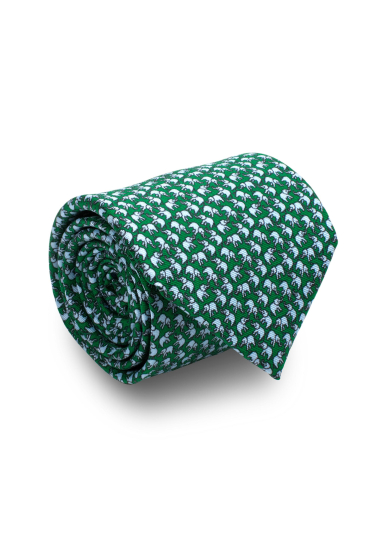 GREEN ELEPHANT SILK TIE