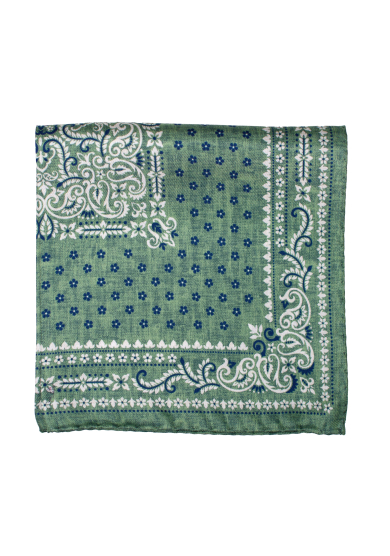 GREEN NAVY PAISLEY SILK POCKET SQUARE