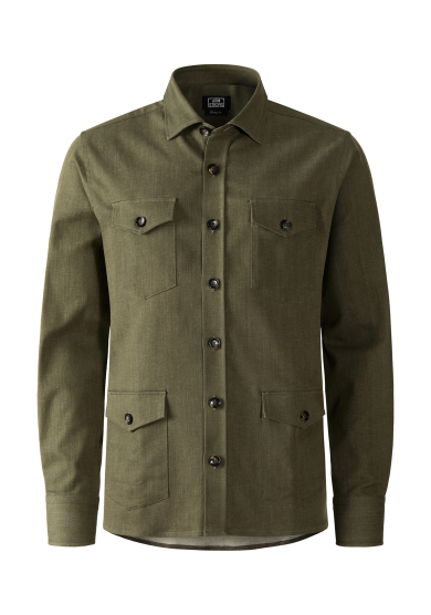 GREEN OVERSHIRT COTTON SILK STRETCH