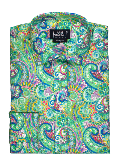 GREEN PAISLEY PRINTED POPLIN