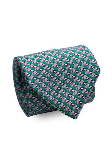 GREEN PANDA SILK TIE