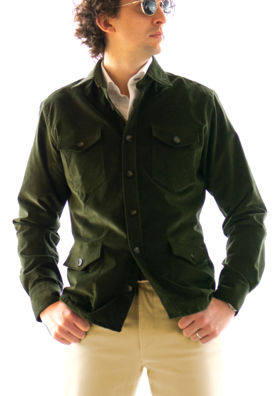 GREEN VELVET OVERSHIRT