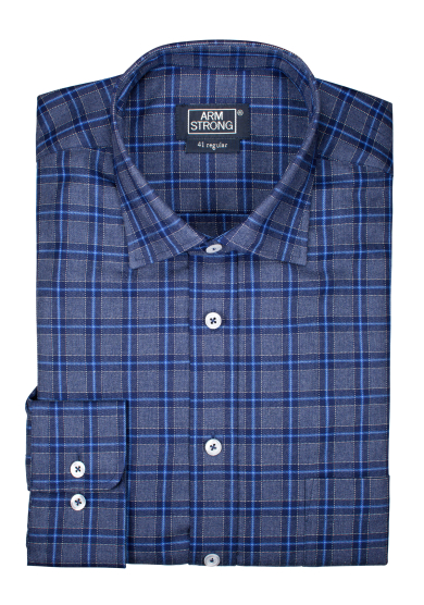 GREY BLUE MULTI CHECK TWILL