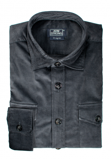 GREY VELVET OVERSHIRT