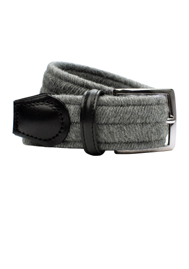 GREY WOOL STRETCH BELT