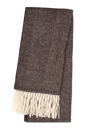 BROWN HERRINGBONE SCARF