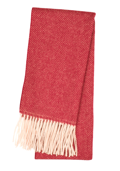 RED HERRINGBONE SCARF