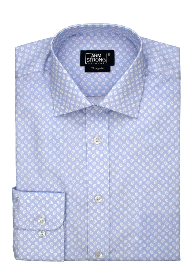 LIGHT BLUE PAISLEY PRINTED POPLIN