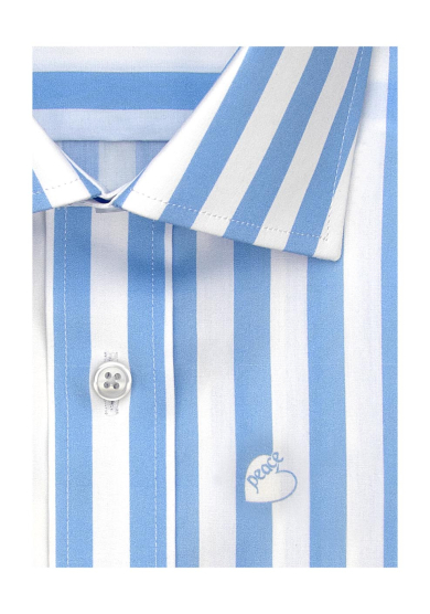 LIGHT BLUE STRIPE PRINTED POPLIN