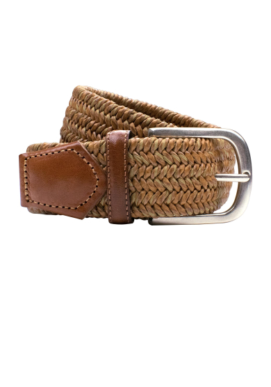 LIGHT BROWN BRAIDED STRETCH BELT