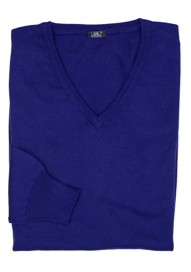 PURPLE COTTON-CASHMERE V-NECK SWEATER