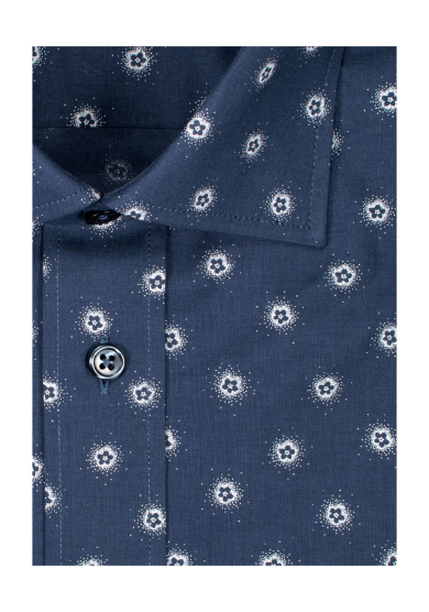 NAVY WHITE FLOWER PRINTED POPLIN